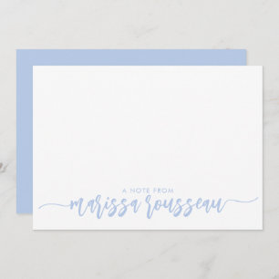 Blue Modern Script Name Personalised Note Card