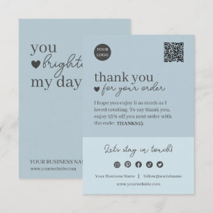 Blue Modern Script, Thank You Candle Business Enclosure Card