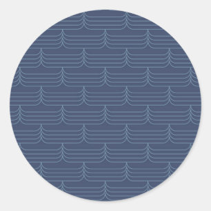 Blue, modern, simple cool illustration classic round sticker