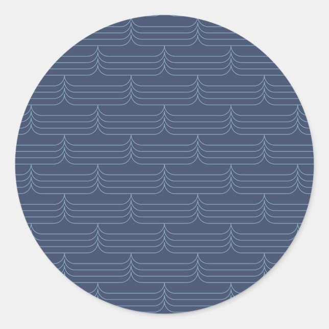 Blue, modern, simple cool illustration classic round sticker (Front)