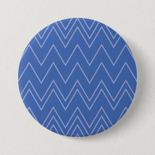 Blue, modern, simple, cool, trendy zigzag pattern 7.5 cm round badge