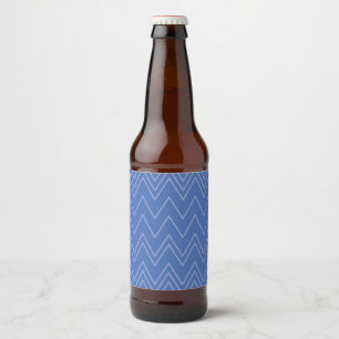 Blue, modern, simple, cool, trendy zigzag pattern beer bottle label