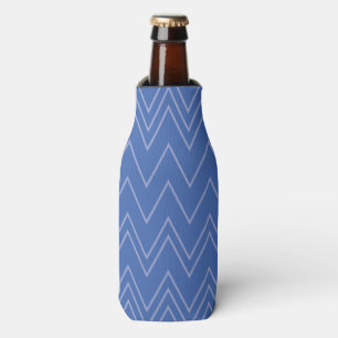 Blue, modern, simple, cool, trendy zigzag pattern bottle cooler