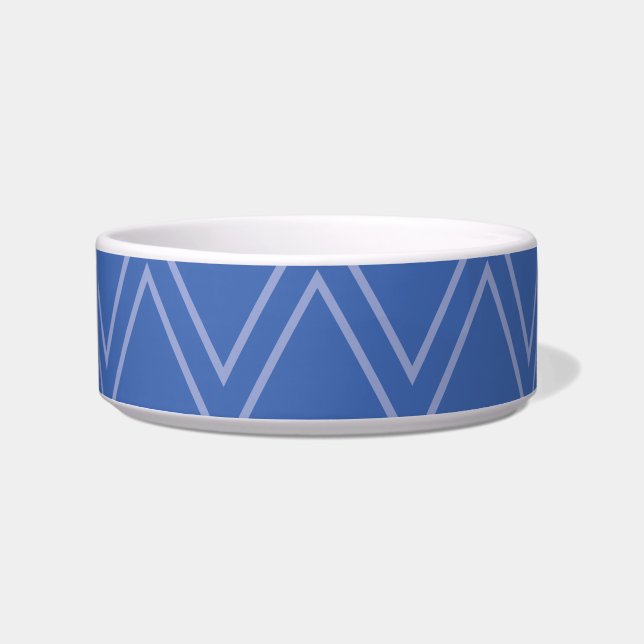 Blue, modern, simple, cool, trendy zigzag pattern bowl (Front)