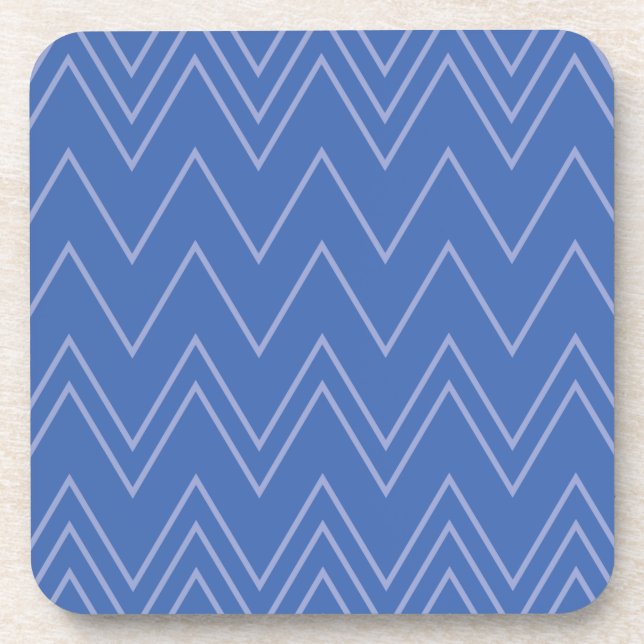 Blue, modern, simple, cool, trendy zigzag pattern coaster (Front)