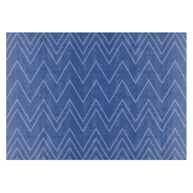 Blue, modern, simple, cool, trendy zigzag pattern cutting board (Front)
