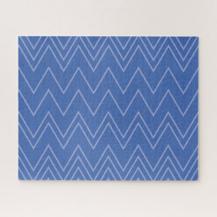 Blue, modern, simple, cool, trendy zigzag pattern jigsaw puzzle