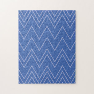 Blue, modern, simple, cool, trendy zigzag pattern jigsaw puzzle