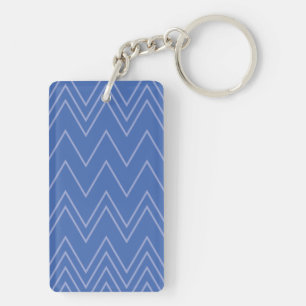 Blue, modern, simple, cool, trendy zigzag pattern key ring