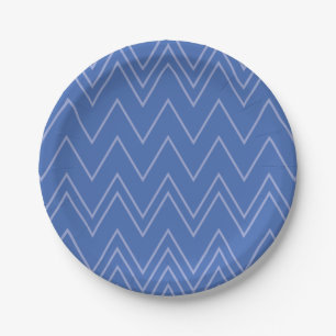 Blue, modern, simple, cool, trendy zigzag pattern paper plate