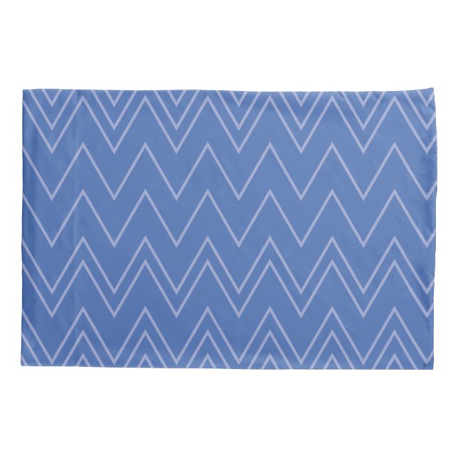 Blue, modern, simple, cool, trendy zigzag pattern pillowcase (Back)