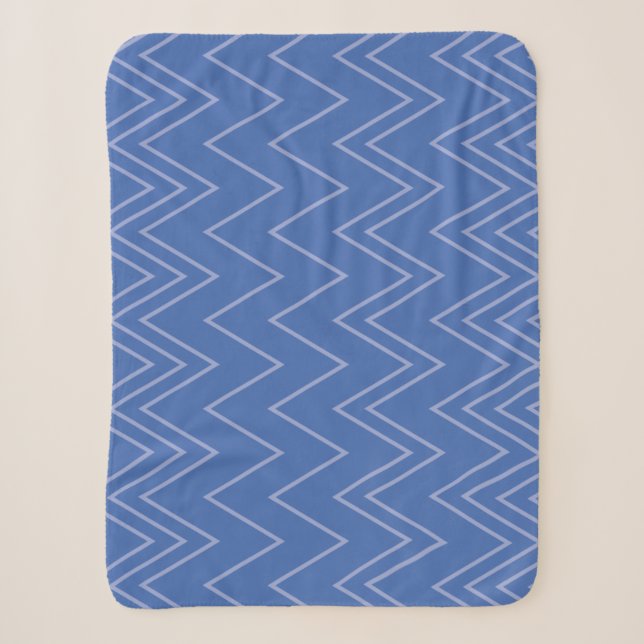 Blue, modern, simple, cool, trendy zigzag pattern sherpa blanket (Front)
