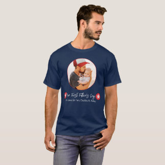 Blue Modern Simple Cute Daddy First Fathers Day T-Shirt