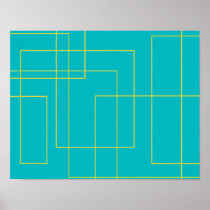 Blue modern, simple, minimal urban graphic art poster