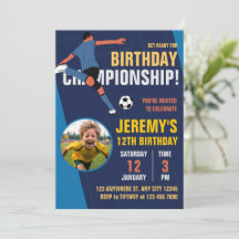 Blue Modern Soccer Kids Birthday Championship