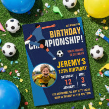 Blue Modern Soccer Kids Birthday Championship