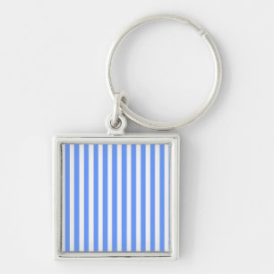 Blue Modern Stripes Key Ring