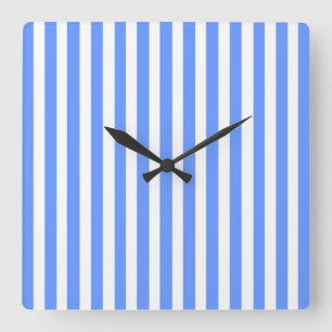 Blue Modern Stripes Square Wall Clock