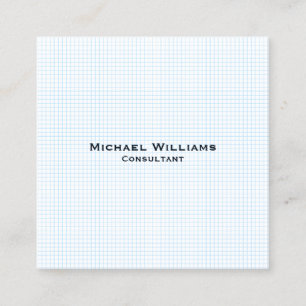 Blue Modern Trendy Checks Minimalist Professional Square Business Card