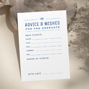 Blue Modern Typography Graduate advice & wishes  Card