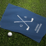 Blue modern typography initials monogram elegant golf towel<br><div class="desc">Golf modern typography initials monogram simple elegant navy blue design.</div>