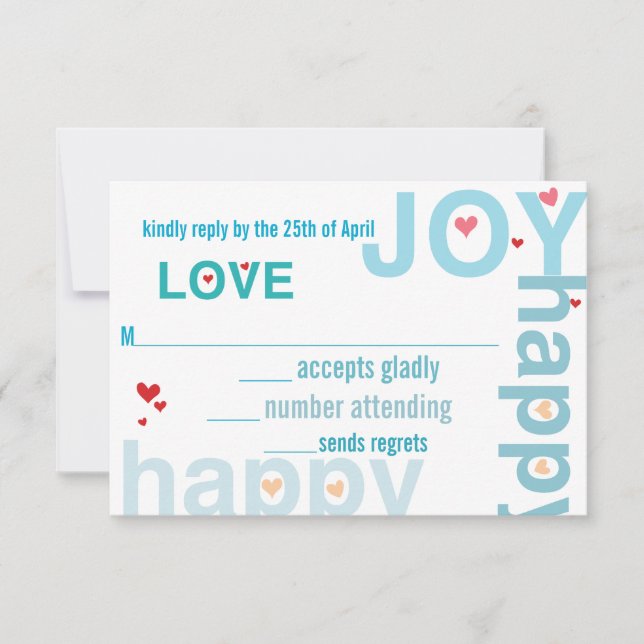 Blue Modern Typography Wedding RSVP Card (Front)