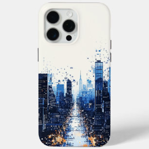 Blue modern urban street iPhone 15 pro max case