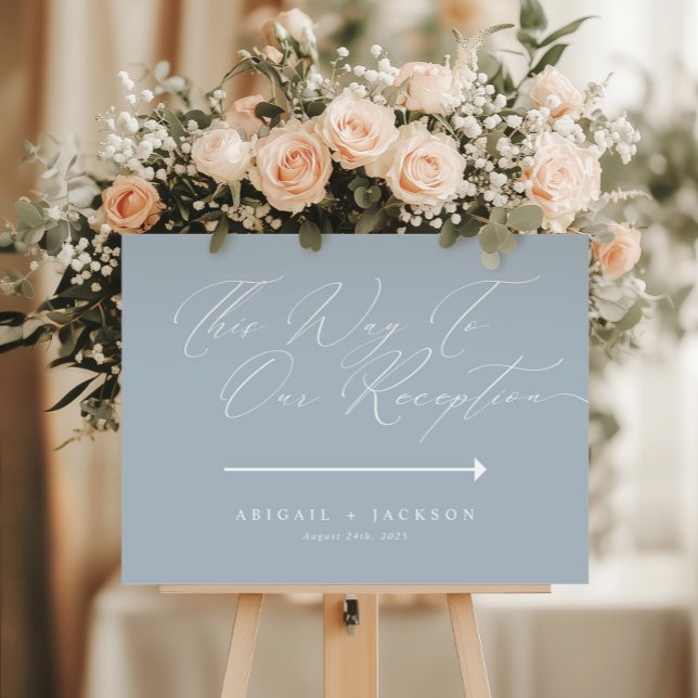 Blue Modern Wedding Direction Reception This Way Poster (Creator Uploaded)