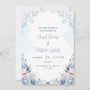 Blue Modern Wedding Invitation