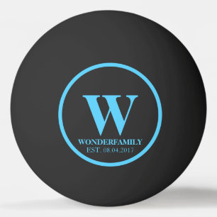 Blue Modern Wedding Newly Wed Monogram Ping Pong Ball