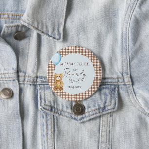Blue Mommy To Be Can Bearly Wait Boy Baby Shower  7.5 Cm Round Badge