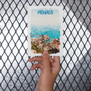 Blue Monaco Ocean View Painting Postcard
