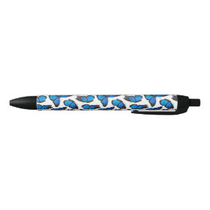Blue Monarch Butterfly Pattern Black Ink Pen
