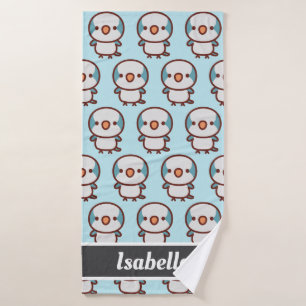 blue Monk parakeet Bath Towel