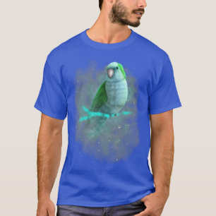 Blue Monk Parakeet Cosmic Galaxy Outer Space Quake T-Shirt
