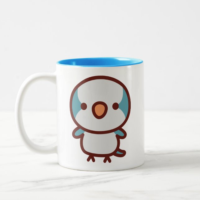 blue Monk parakeet Two-Tone Coffee Mug (Left)