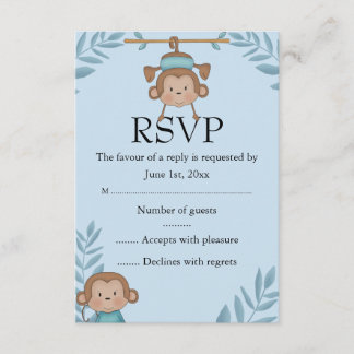 Blue Monkey RSVP Card