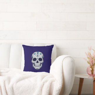 Blue Monkey Skull Cushion