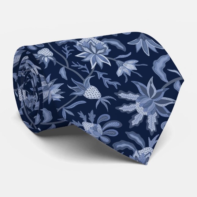 Blue monochromatic chintz  tie (Rolled)