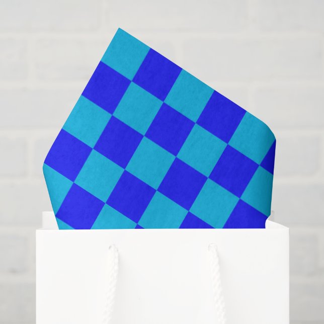 Blue Monochrome Chequerboard Pattern Tissue Paper (Gift Bag)