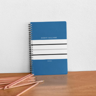 Blue Monochrome Striped Notebook