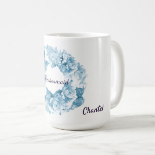 Blue Monochrome Wreath Bridesmaid Coffee Mug
