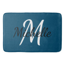 Blue Monogram Add Your Name Simple Modern Trendy