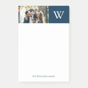 Blue Monogram and Custom Photo Post-it Notes