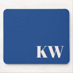Blue Monogram Classic Office Desk Accessory Mouse Pad