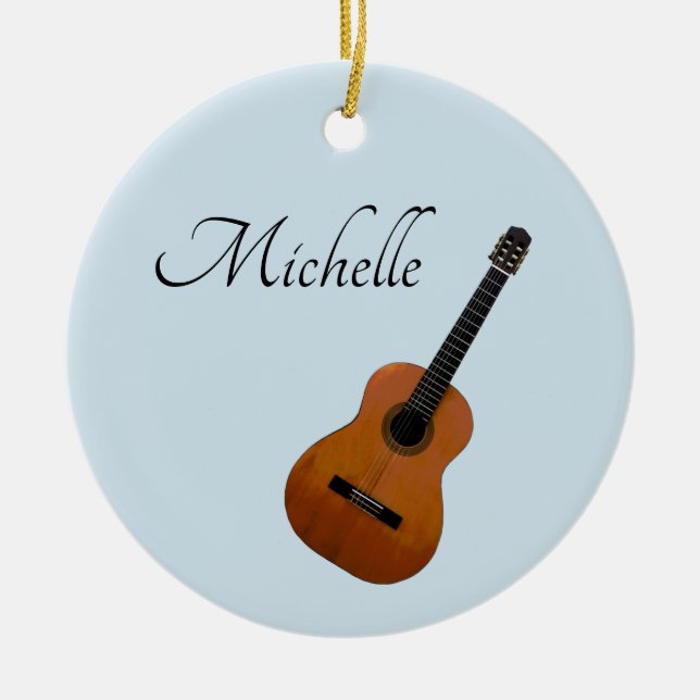 Blue Monogram Custom Guitar Ceramic Ornament (Front)