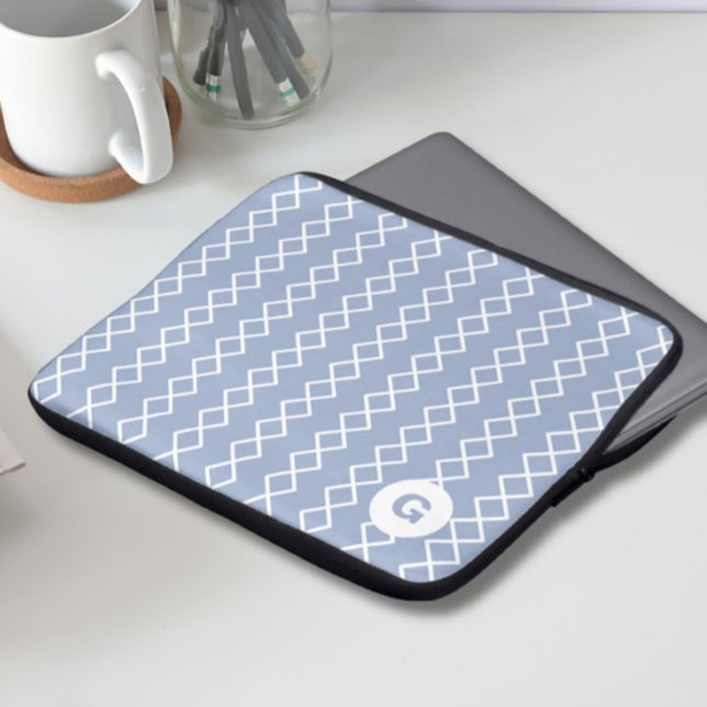 Blue Monogram Geometric Laptop Sleeve (Creator Uploaded)