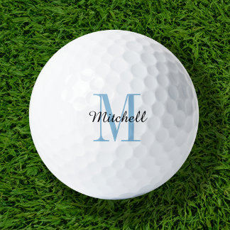 Blue Monogram Initial and Name Personalised Golf Balls