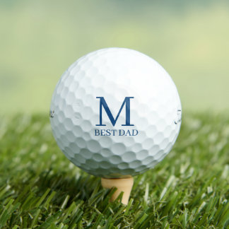 Blue Monogram Initial BEST DAD  Golf Balls