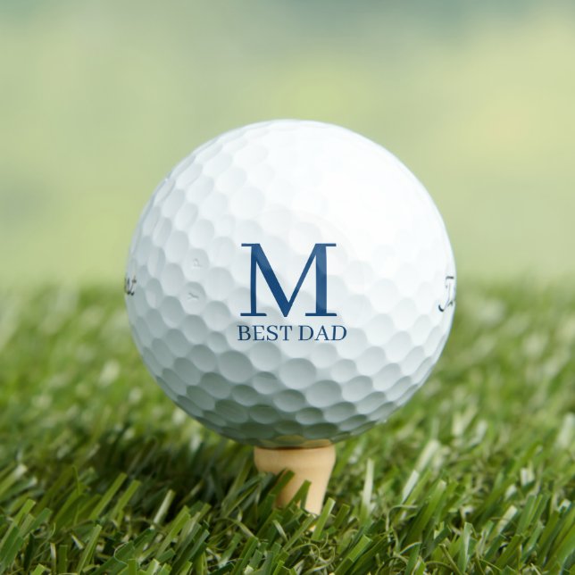 Blue Monogram Initial BEST DAD  Golf Balls (Insitu Tee)